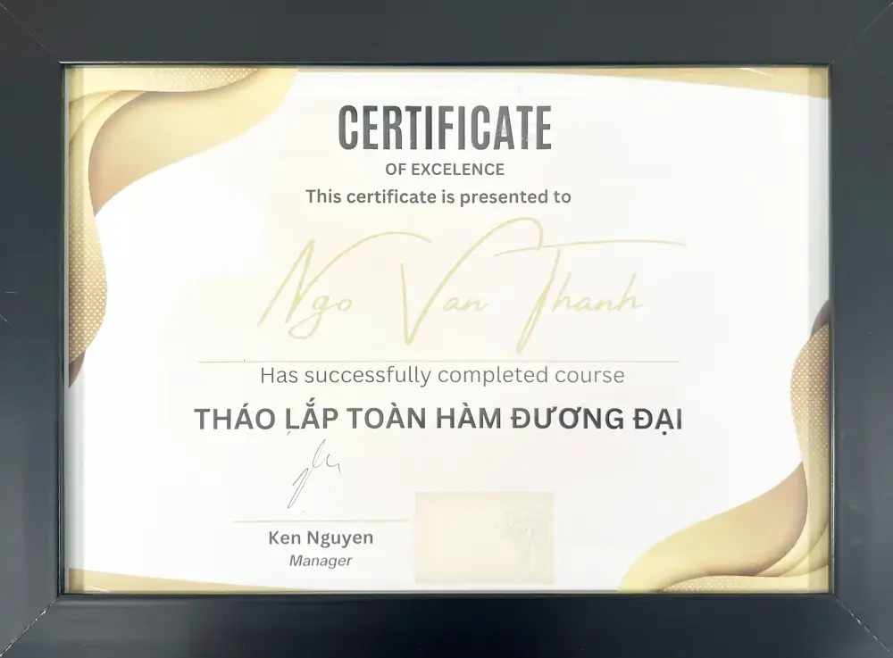 Chứng nhận Tháo lắp toàn hàm